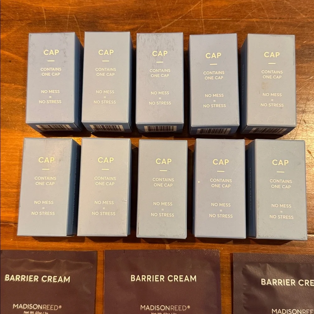 NIP Madison Reed Lot of 19 10 Caps 8 Barrier Cream 1 Cleansing Wipe New!!